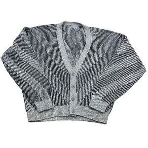 Vintage Grandpa Sweater Men XL Gray Cardigan 90s Y2K Cosby Biggie Made USA Knit